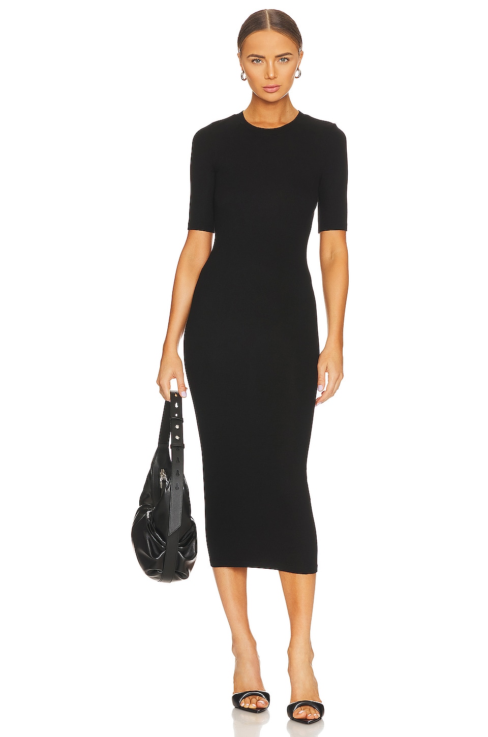 Enza Costa Half Sleeve Crew Midi Dress