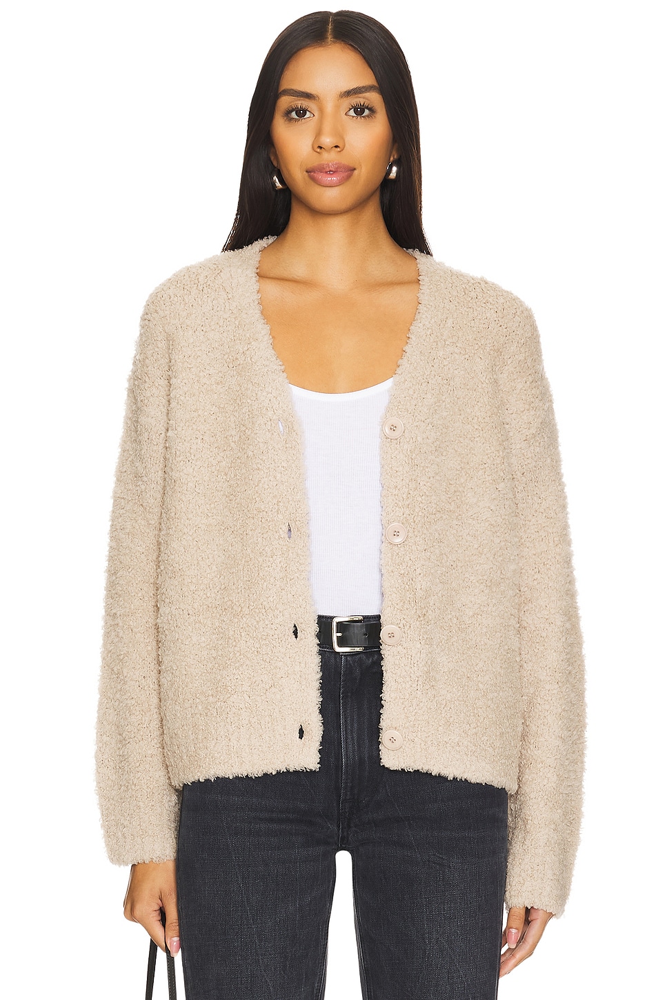 Enza Costa Wool Feather Boxy Cardigan