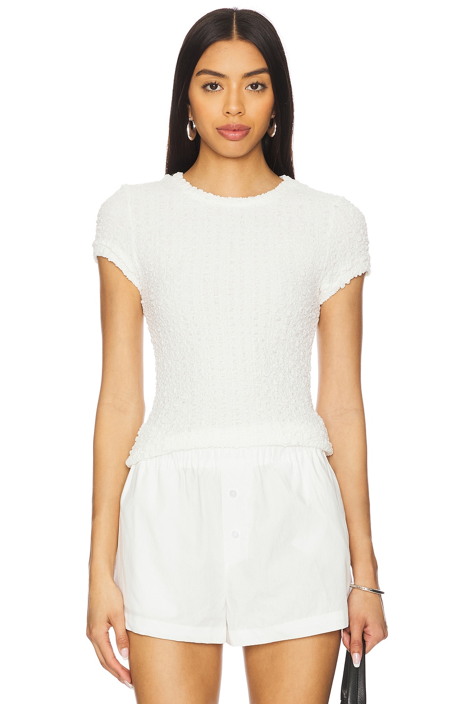 Enza Costa Puckered Cap Sleeve