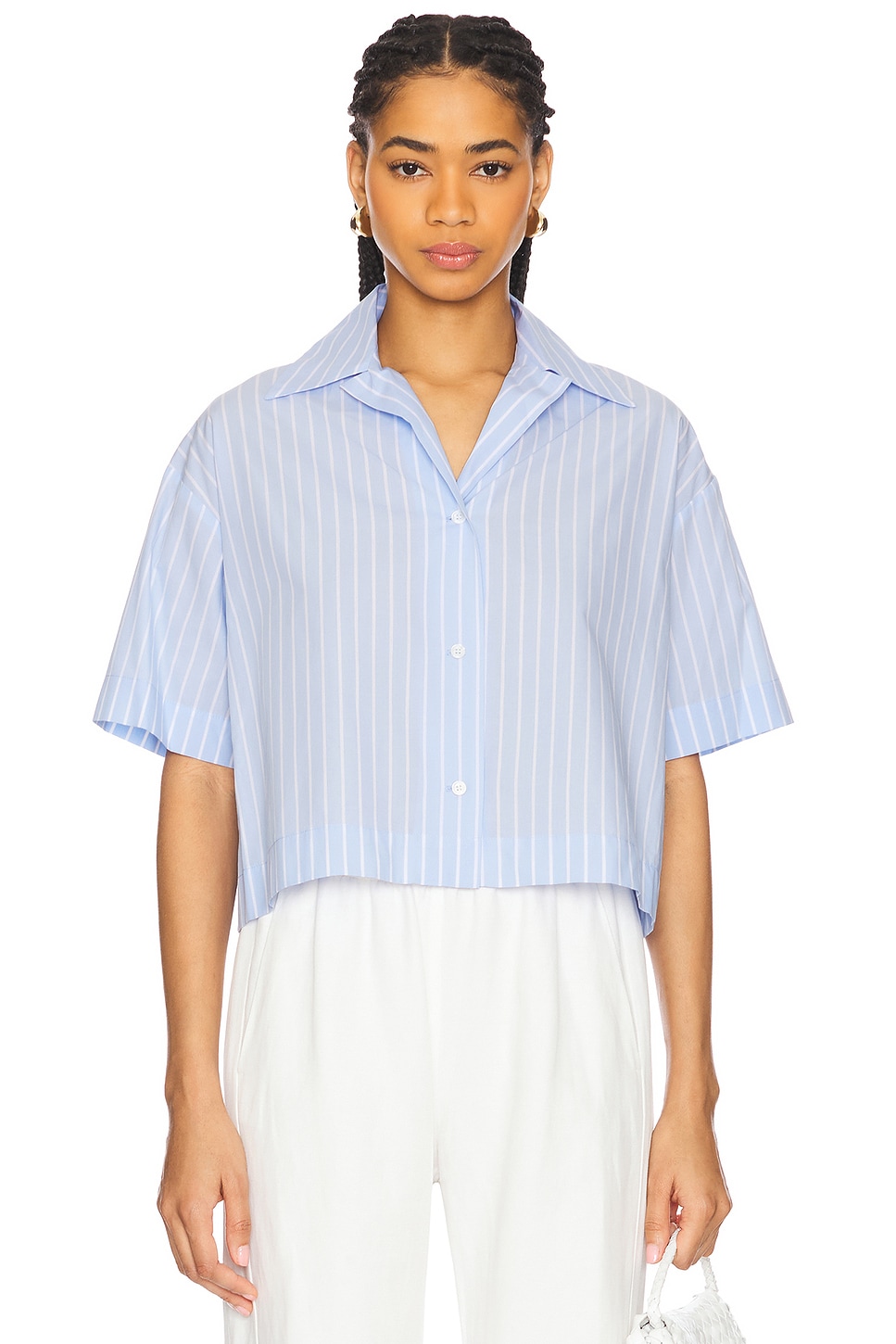 Enza Costa Cropped Short Sleeve Shirt