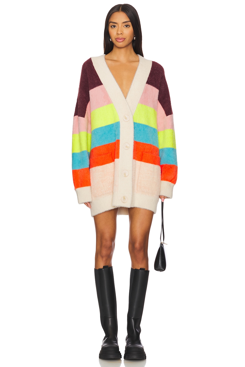 Essentiel Antwerp Gaan Striped Furry Cardigan