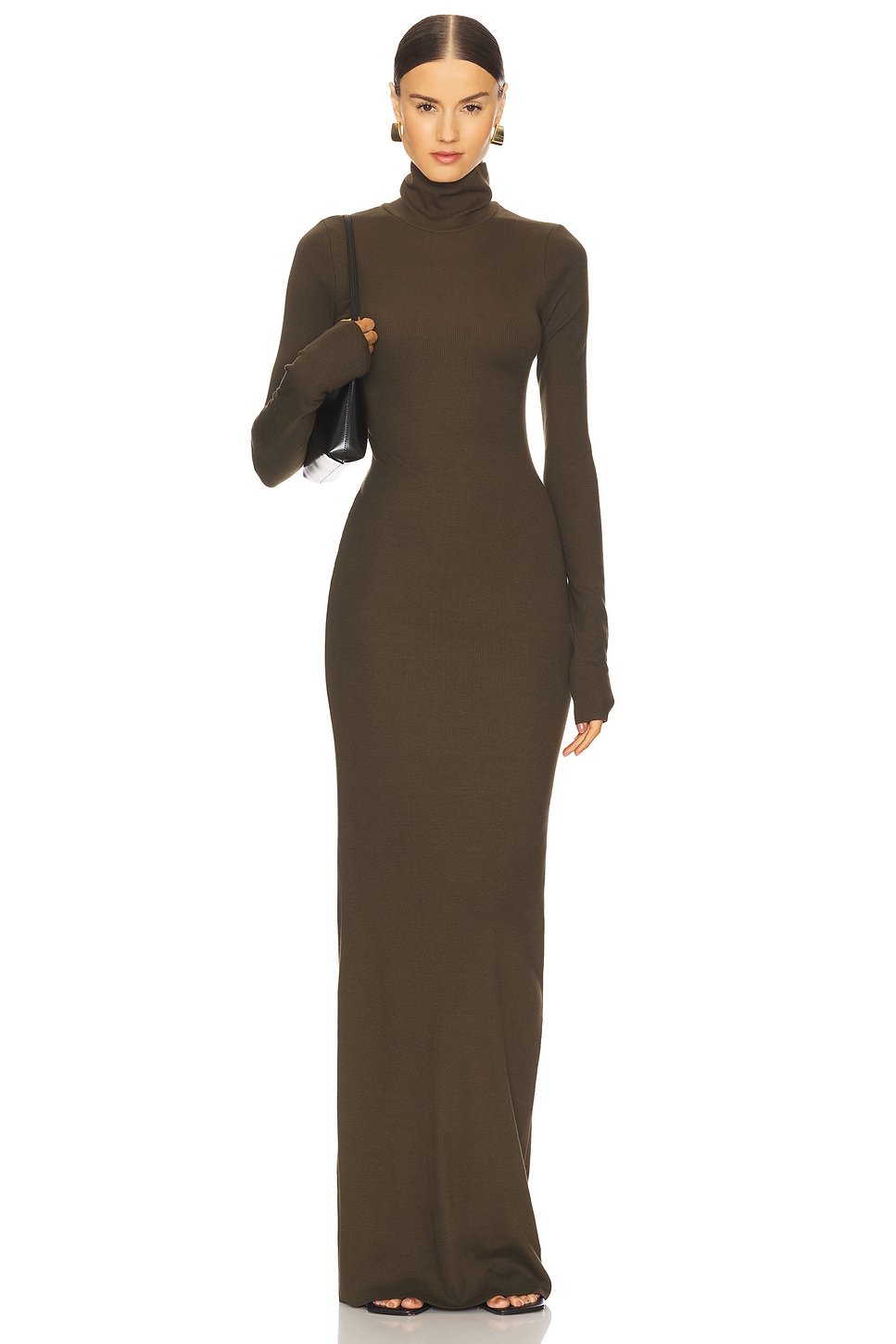 Eterne Long Sleeve Turtleneck Maxi Dress