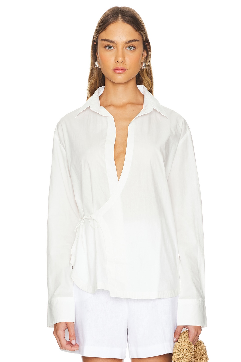 FAITHFULL THE BRAND Alliste Oversized Wrap Shirt