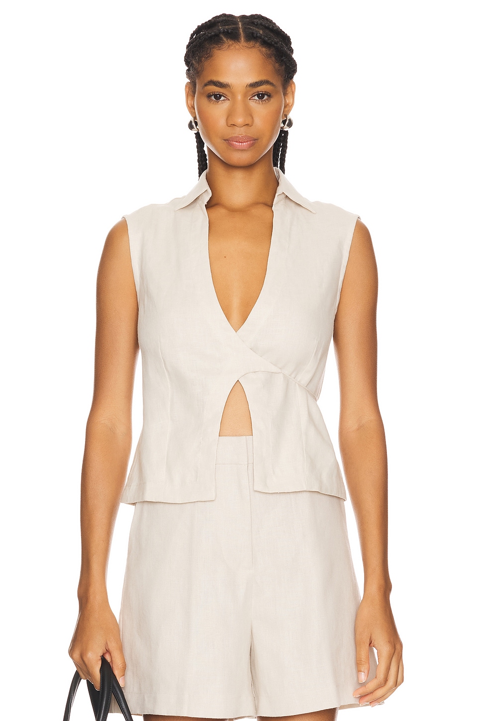 FAITHFULL THE BRAND Antibes Sleeveless Wrap Shirt