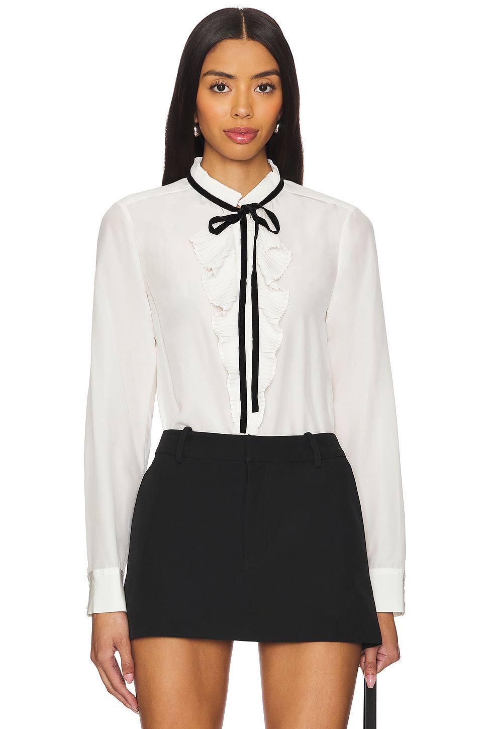 FRAME Tie Ruffle Blouse