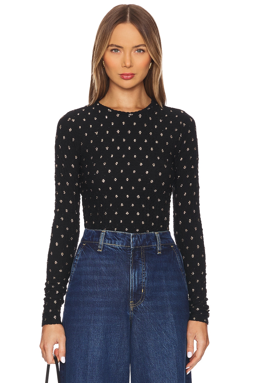 FRAME Dotted Stretch Mesh Top