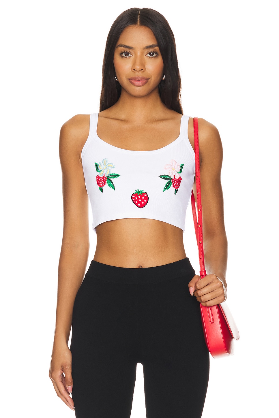 FIORUCCI White Embroidered Cropped Tank Top