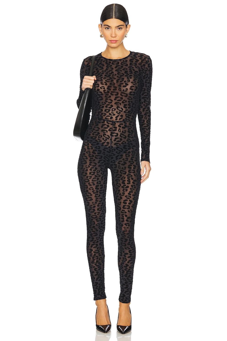 fleur du mal Flocked Leopard Catsuit