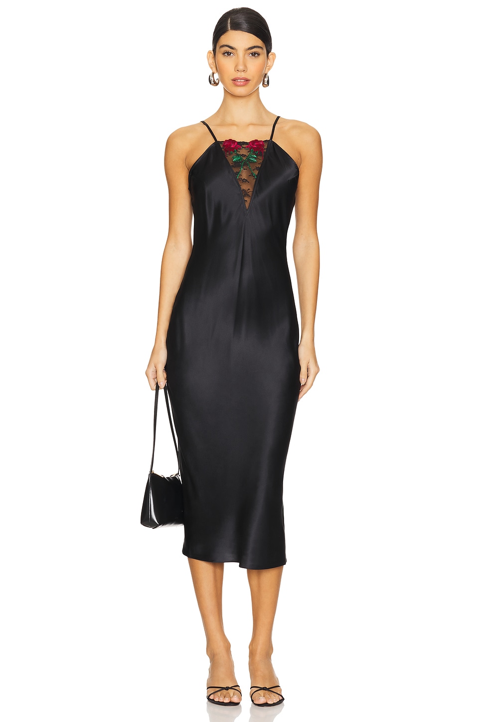 fleur du mal Bleeding Rose Embroidery Slip Dress