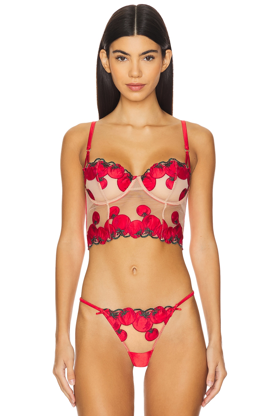 fleur du mal x REVOLVE Tomato Embroidery Longline Bra