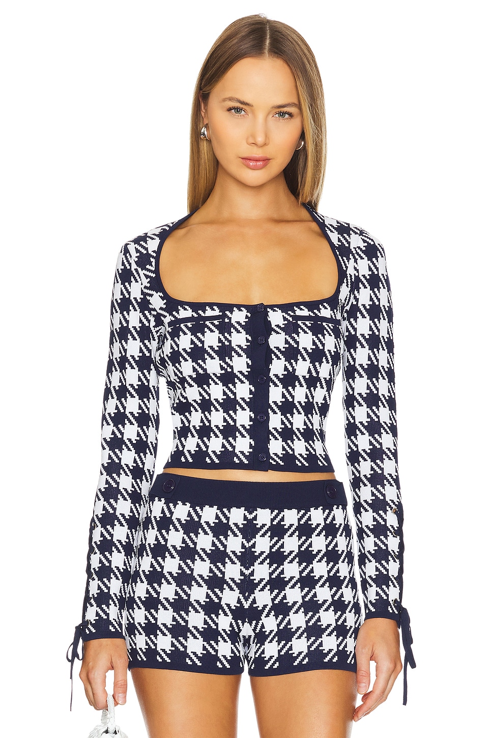 fleur du mal Houndstooth Cropped Cardigan