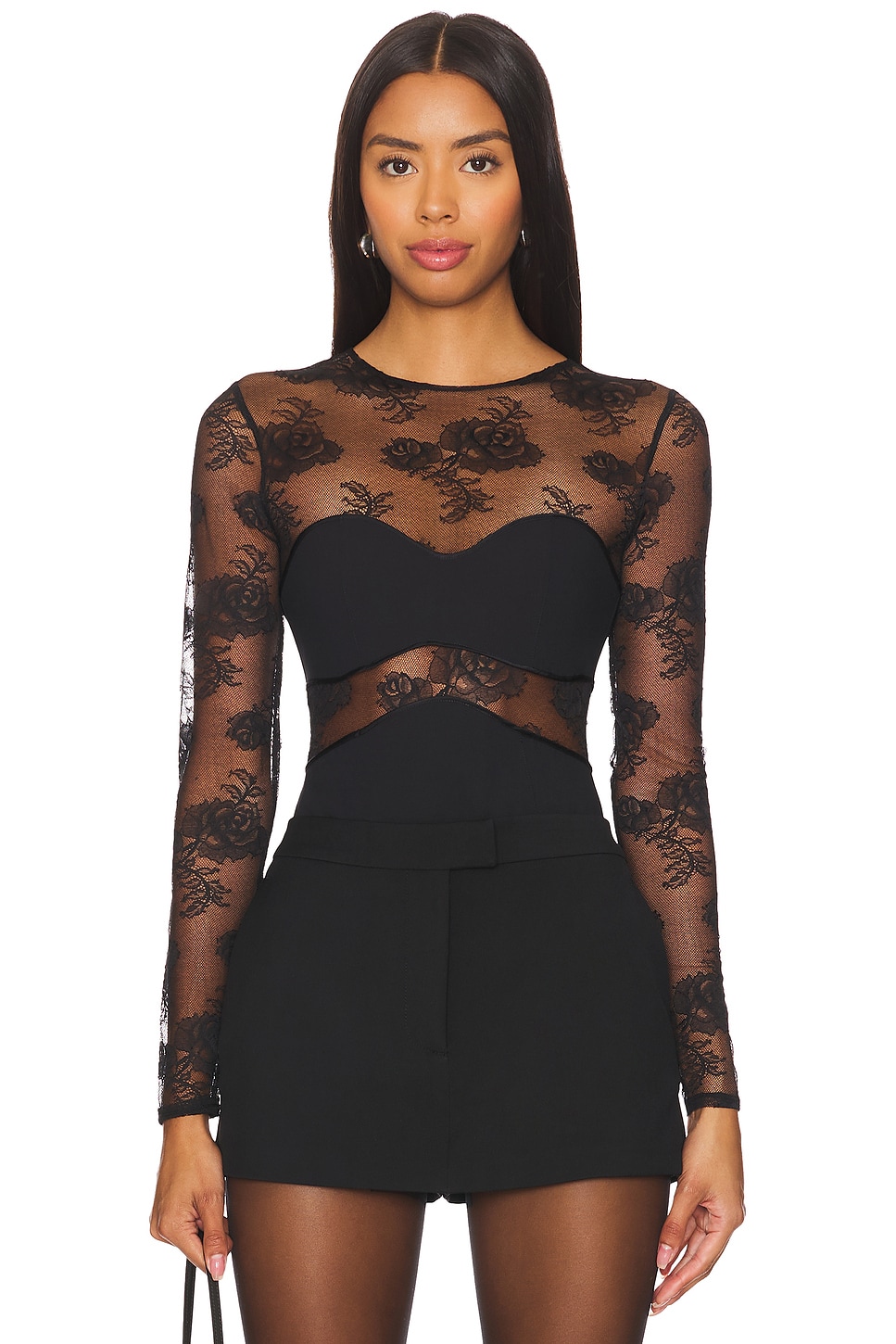 fleur du mal Bouquet Lace And Jersey Bodysuit