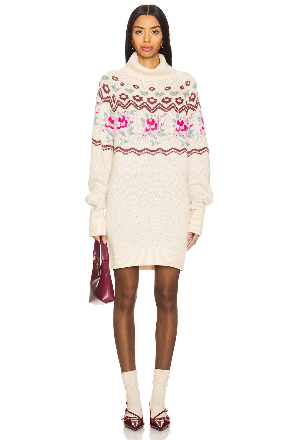 For Love & Lemons Ski Lodge Knit Oversized Sweater Dress