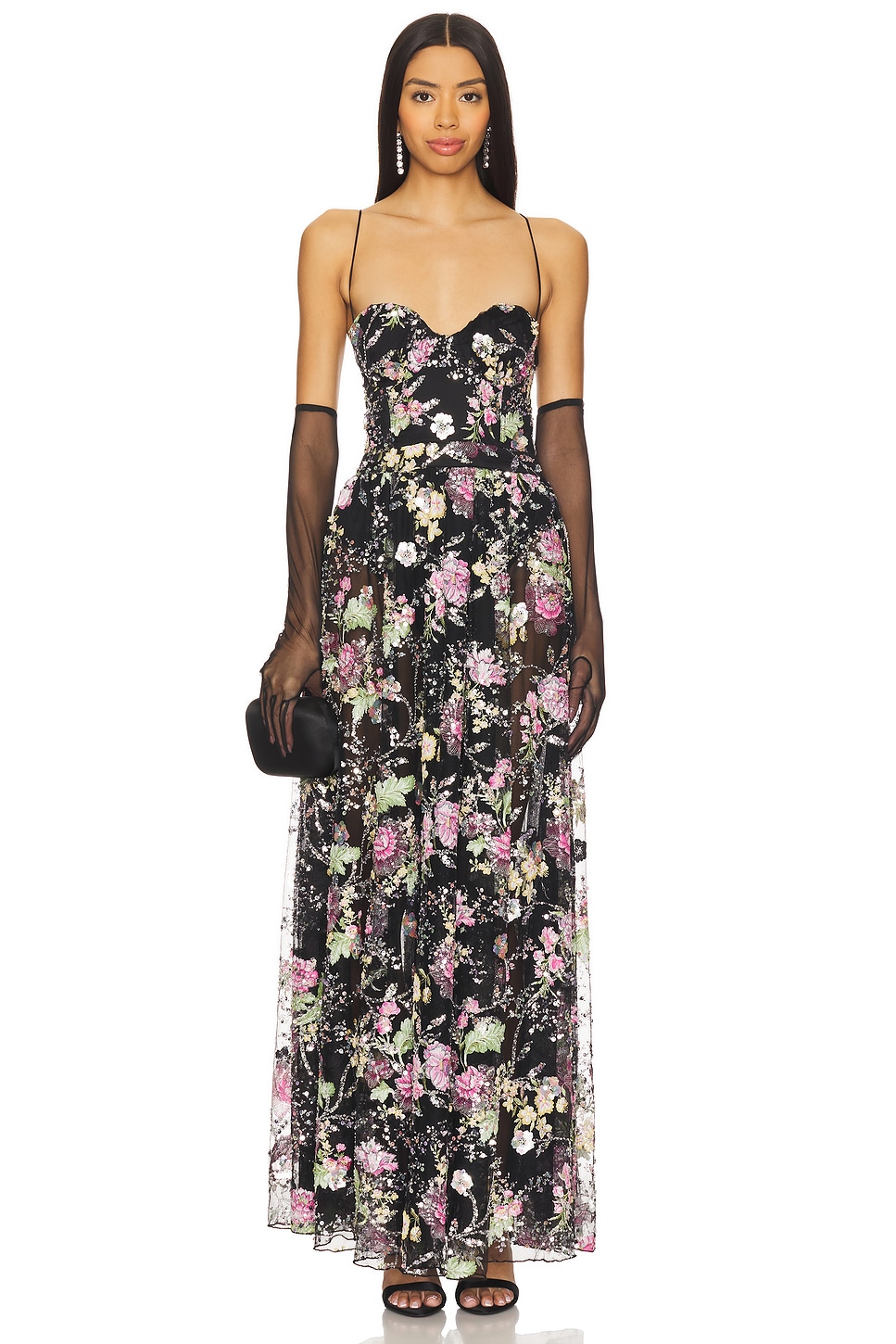 For Love & Lemons Night Fairy Embroidered Maxi Dress