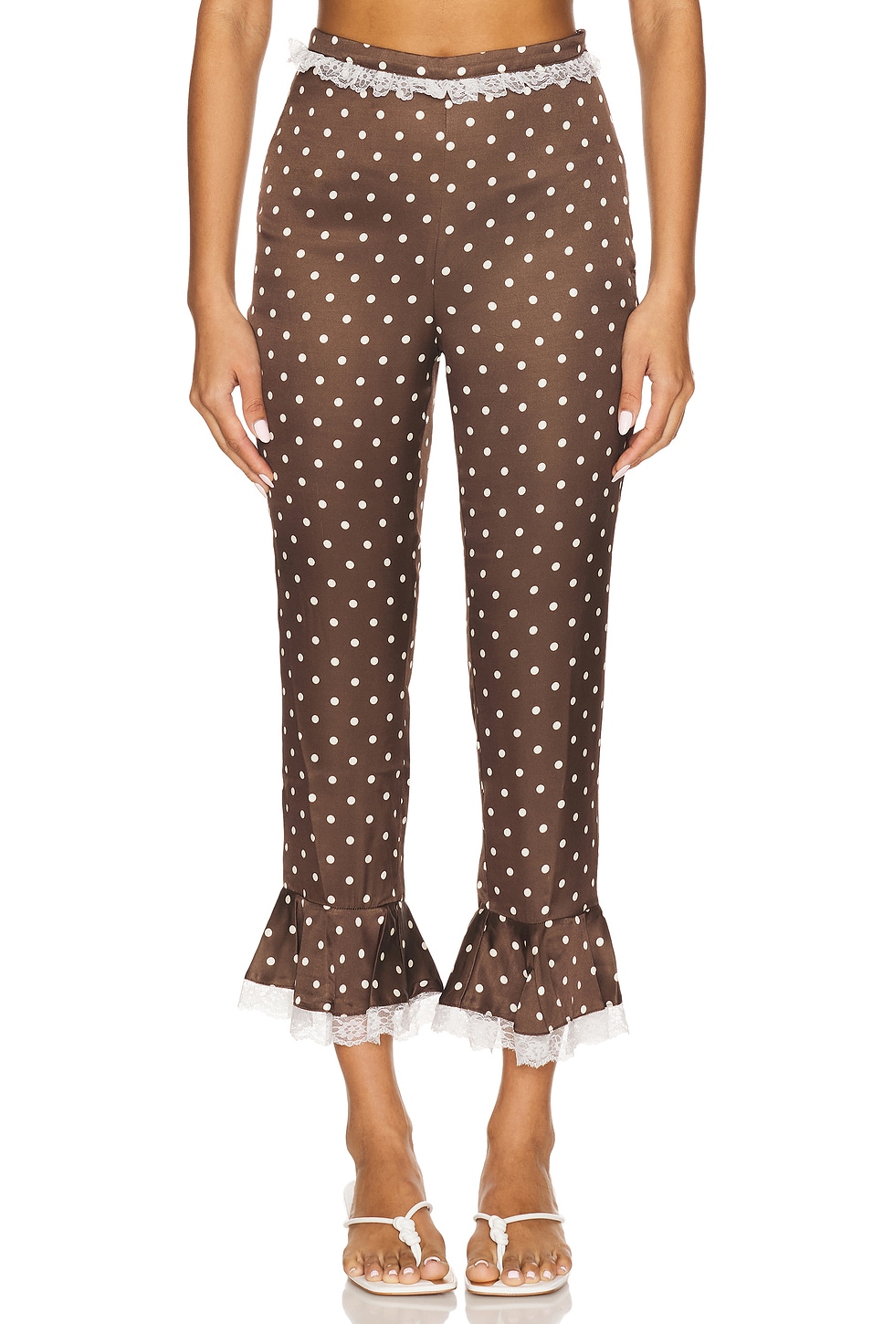 For Love & Lemons Chocolate Dot Capri Pant