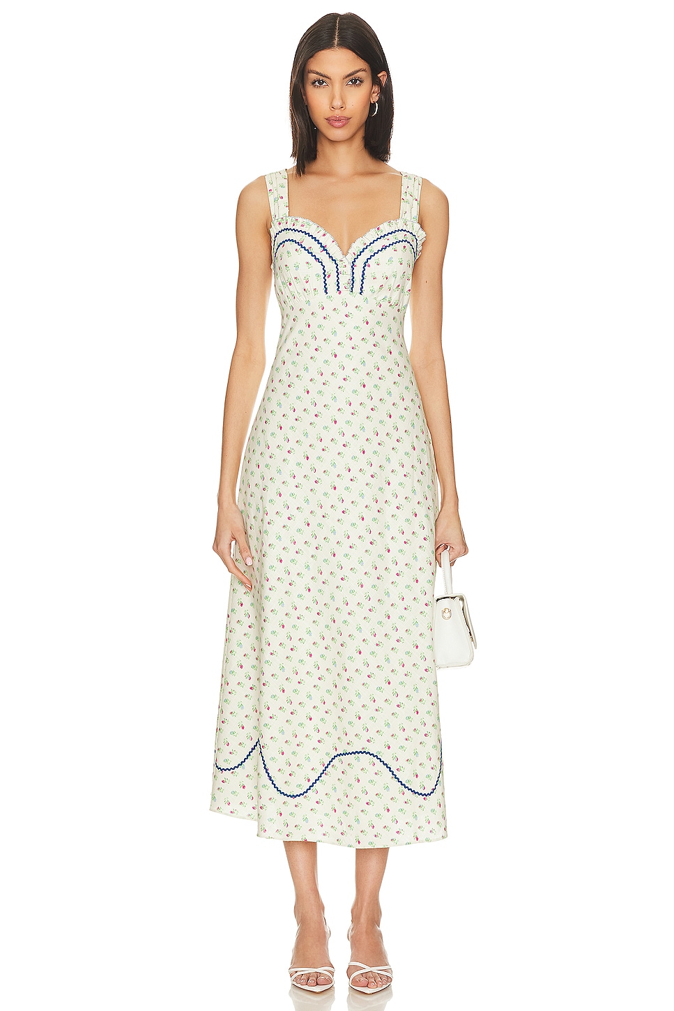 Free People Sweet Hearts Midi Dress In Ivory Combo