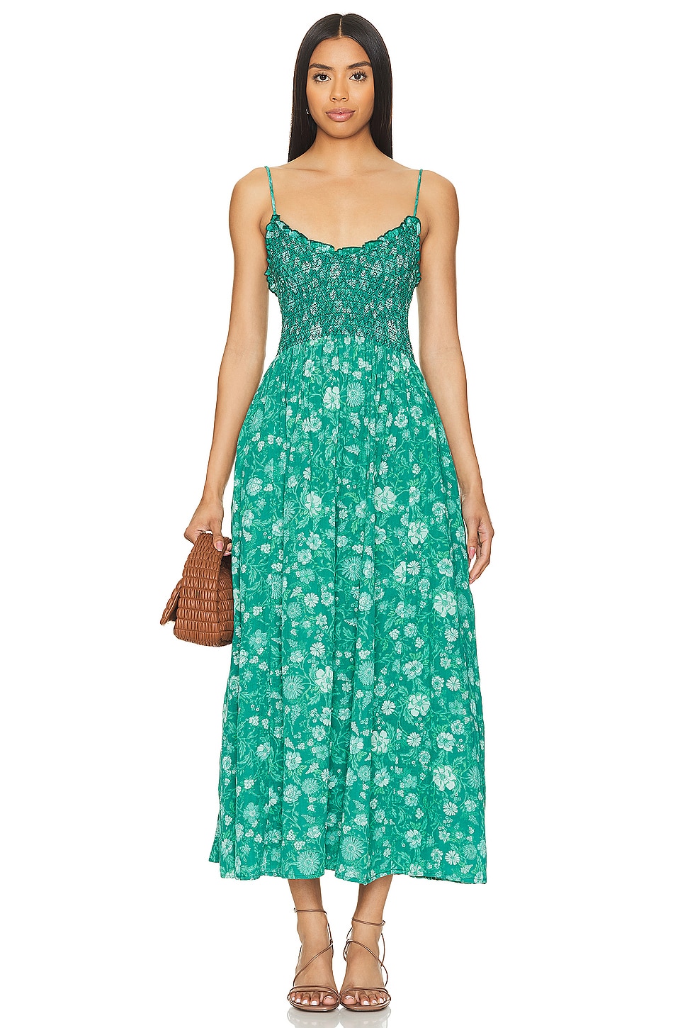 Free People Sweet Nothings Midi Dress In Forest Combo