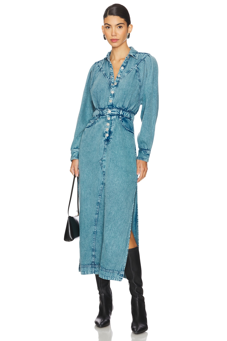 Free People Mad Love Denim Midi Dress