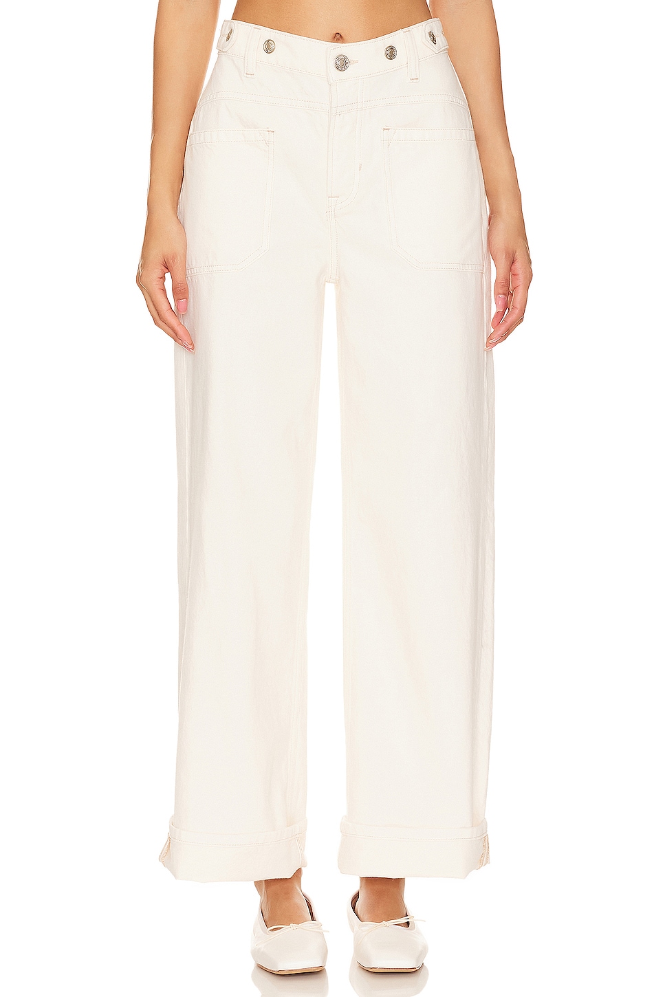 Free People x We The Free Palmer Cuffed Wide Leg In Eggshell