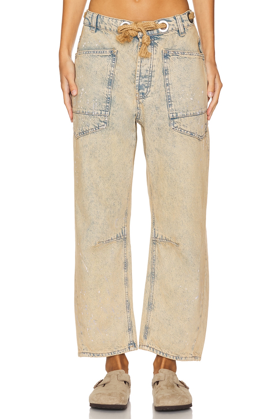 Free People x We The Free Moxie Low Slung Pull On Barrel Wide Leg