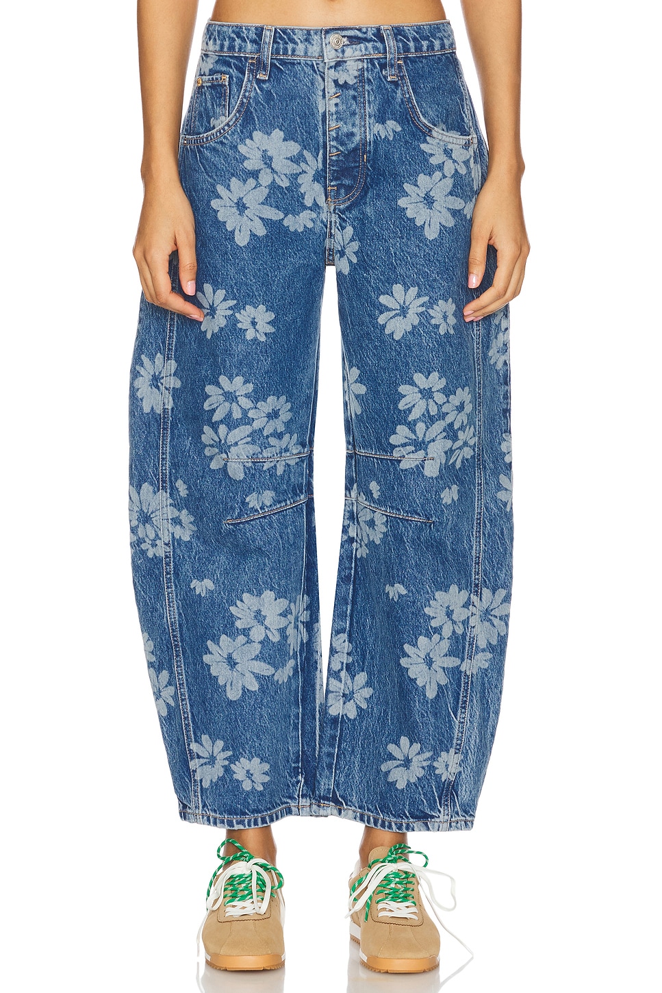 Free People x We The Free Good Luck Printed Barrel Jean