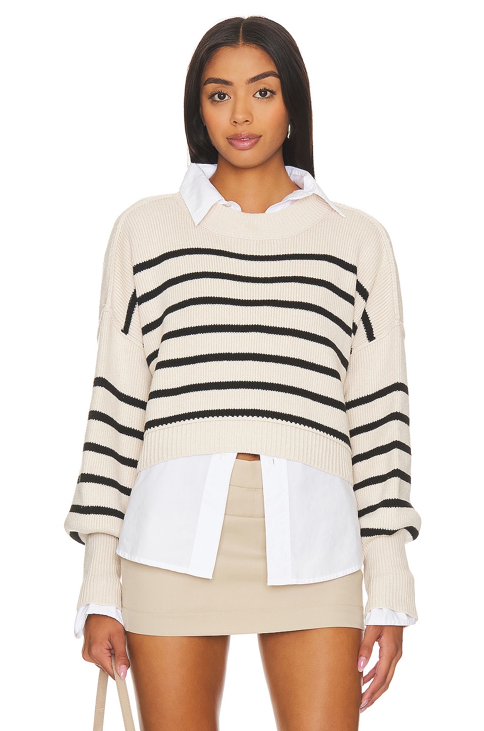 Free People Stripe Easy Street Crop Sweater