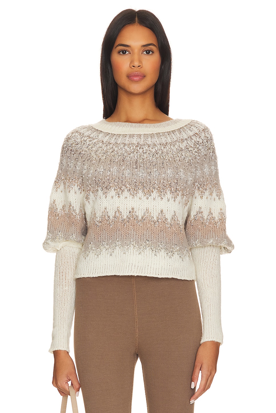 Free People Home For The Holidays Pullover in Shades Of Cream