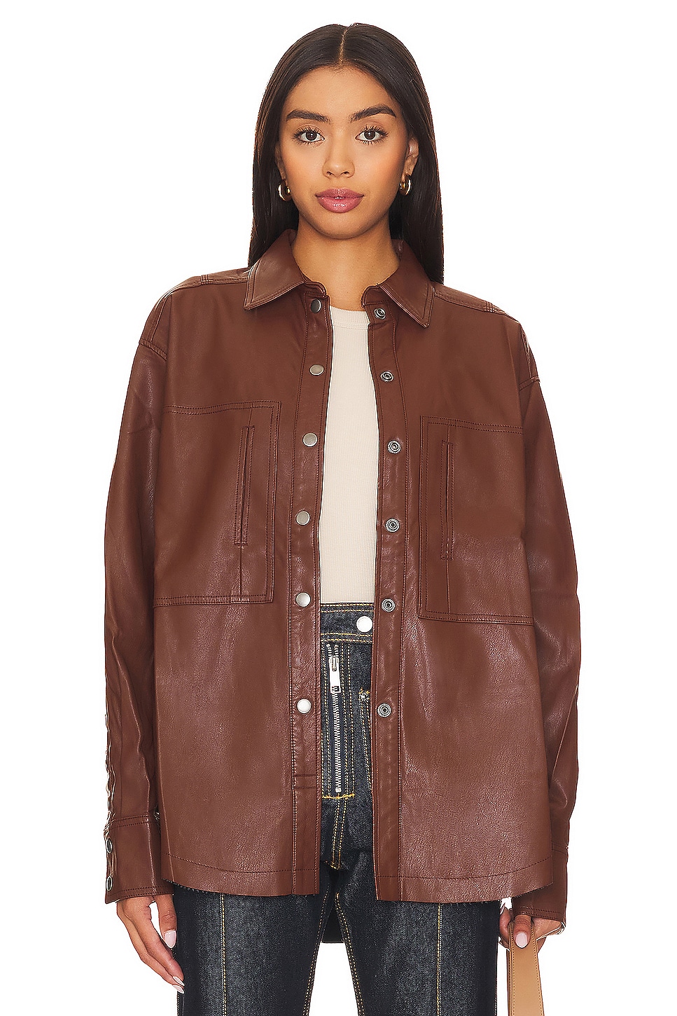 Free People Easy Rider Faux Leather Shacket