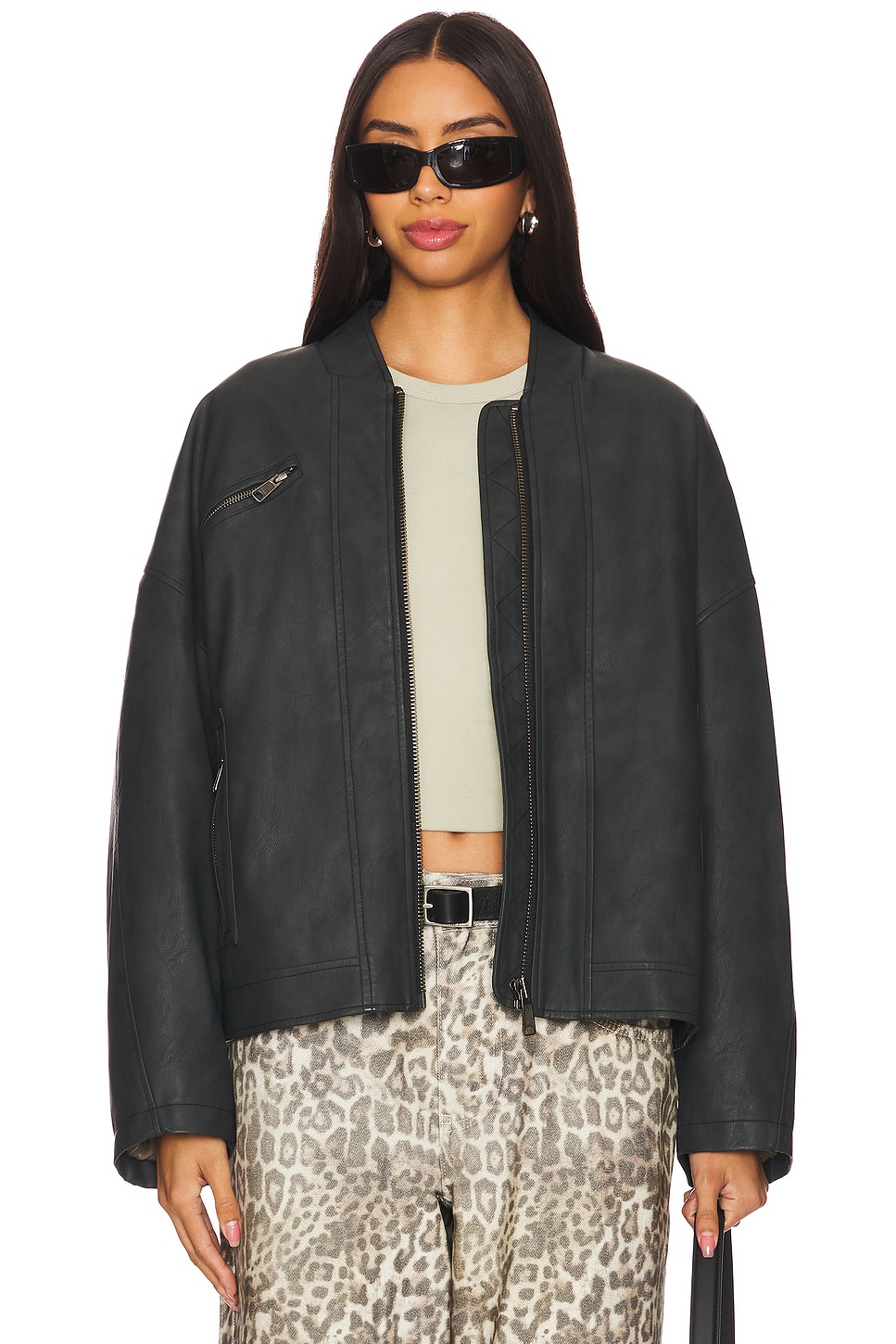 Free People x We The Free Vinny Faux Leather Bomber