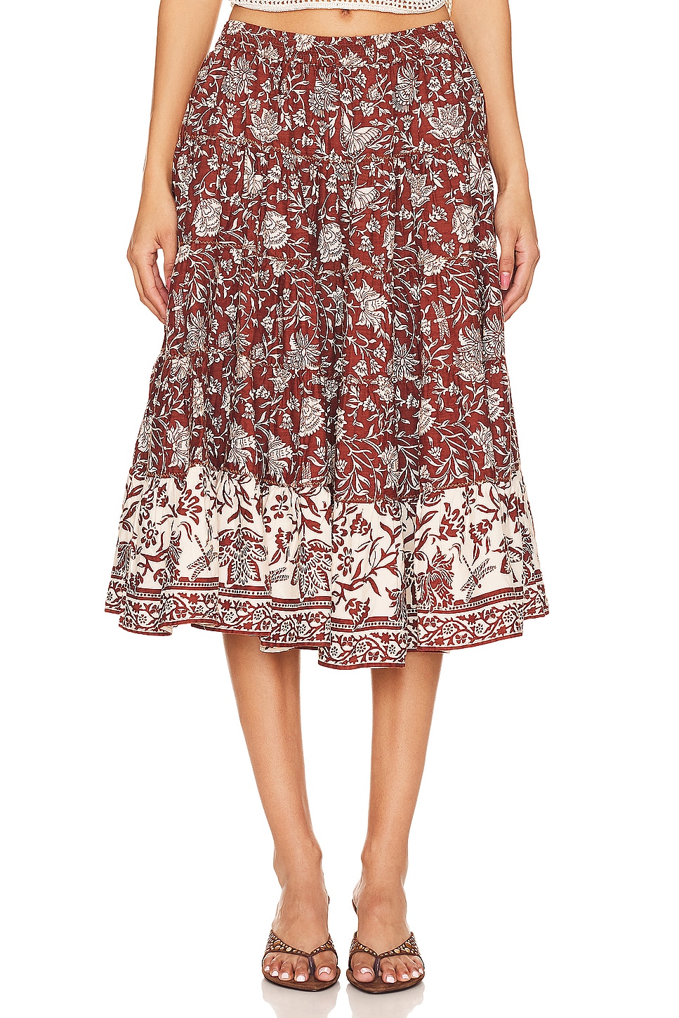 Free People Full Swing Printed Midi Skirt