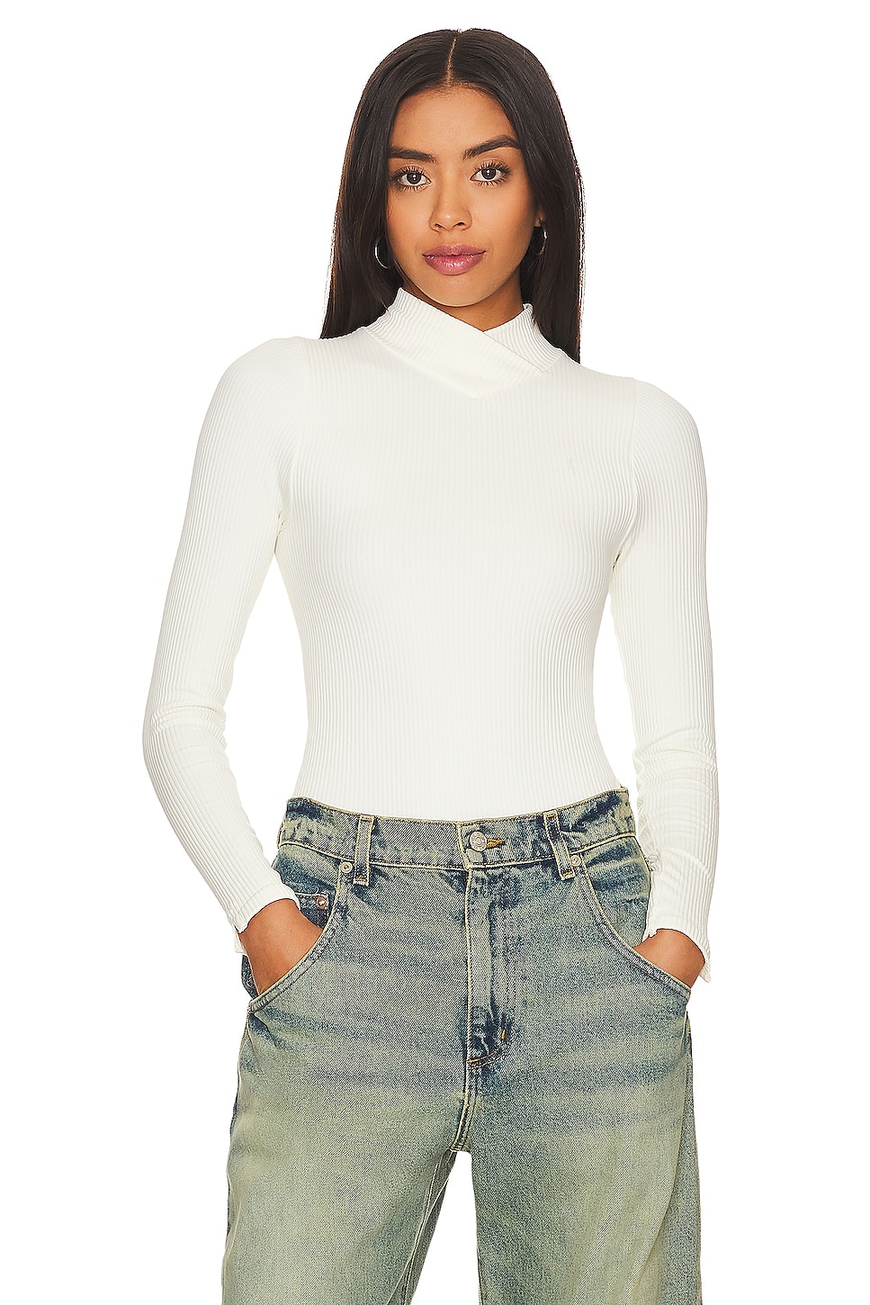 Free People x Intimately FP XYZ Recycled Turtleneck Bodysuit In Ivory