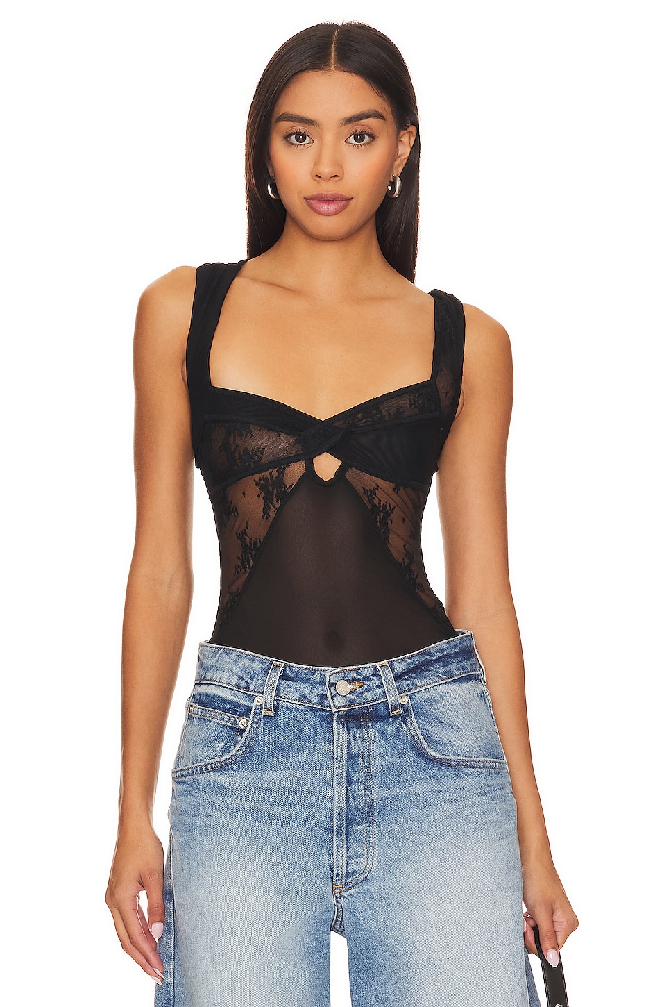 Free People x Intimately FP Sheer Things Bodysuit In Black