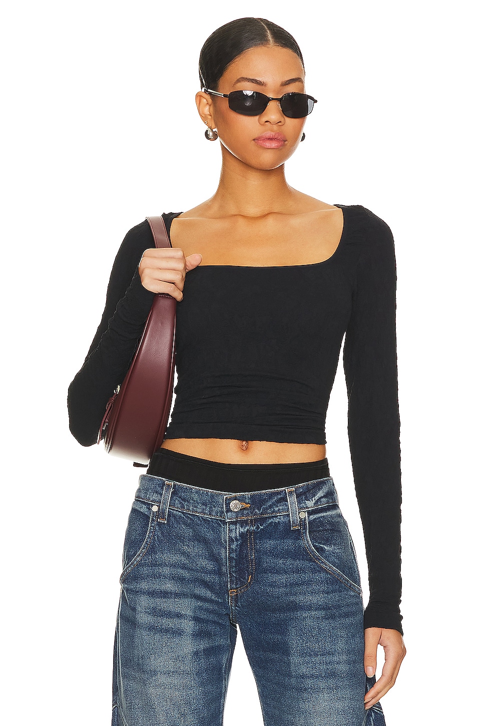 Free People x Intimately FP Have It All Long Sleeve In Washed Black