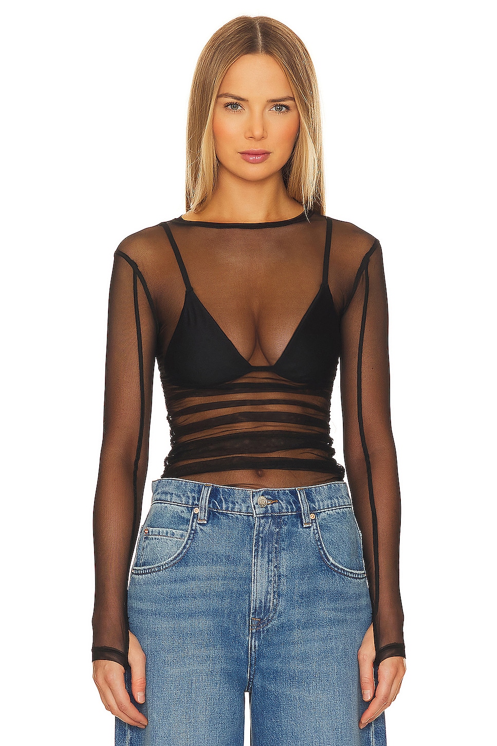 Free People x Intimately FP Last Layer Long Sleeve Top In Black