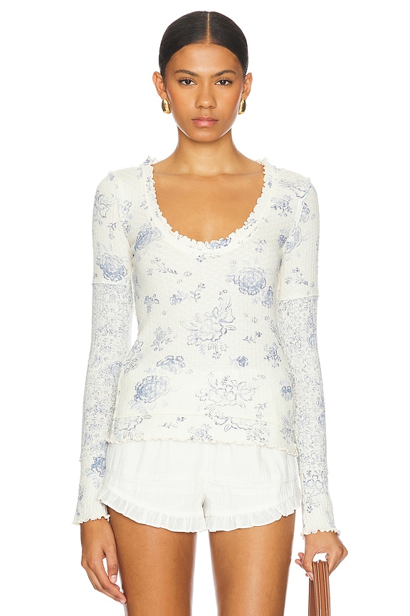 Free People x We The Free Clover Printed Thermal Top