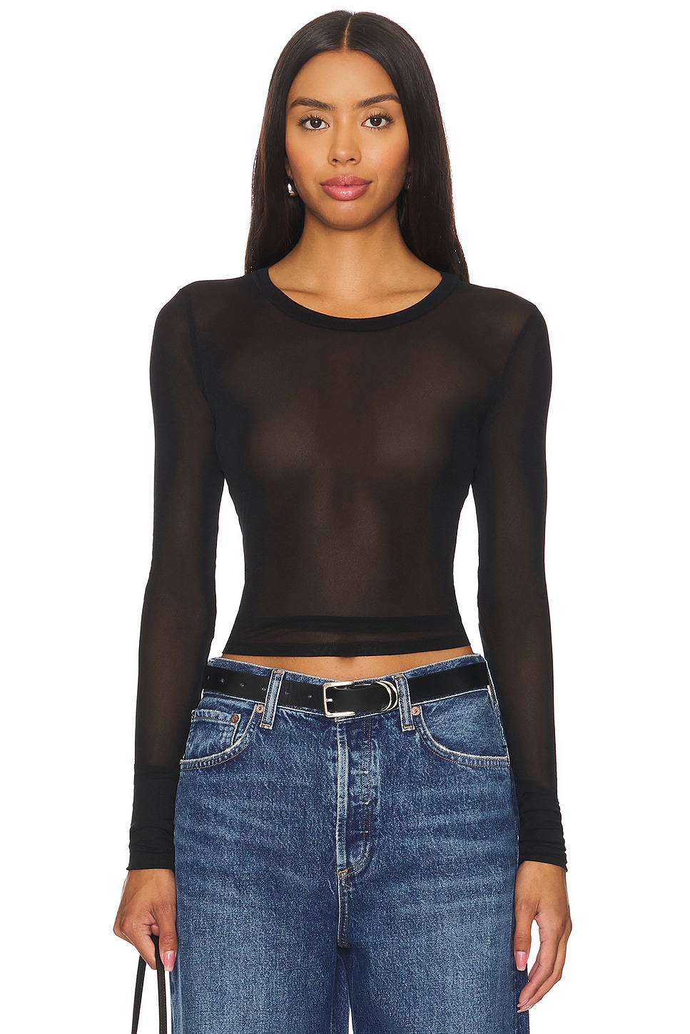 Free People x Intimately FP x REVOLVE Before Sunset Mesh Long Sleeve In Black