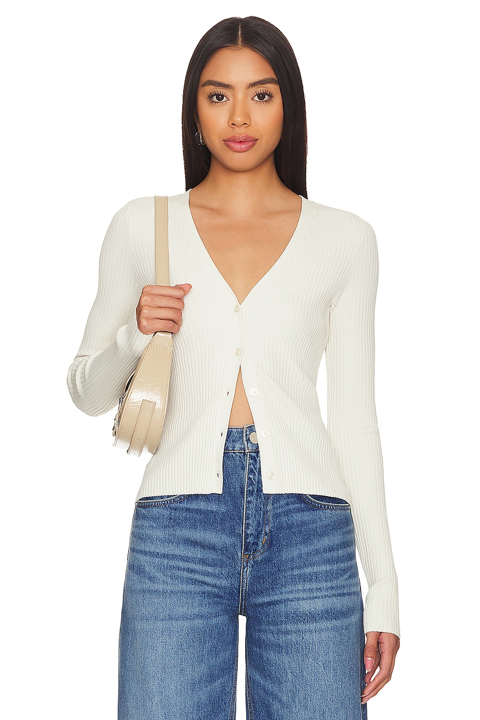 Good American Shine Rib V-neck Cardi