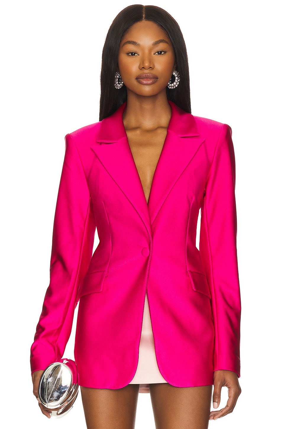 Good American Compression Shine Sculpted Blazer