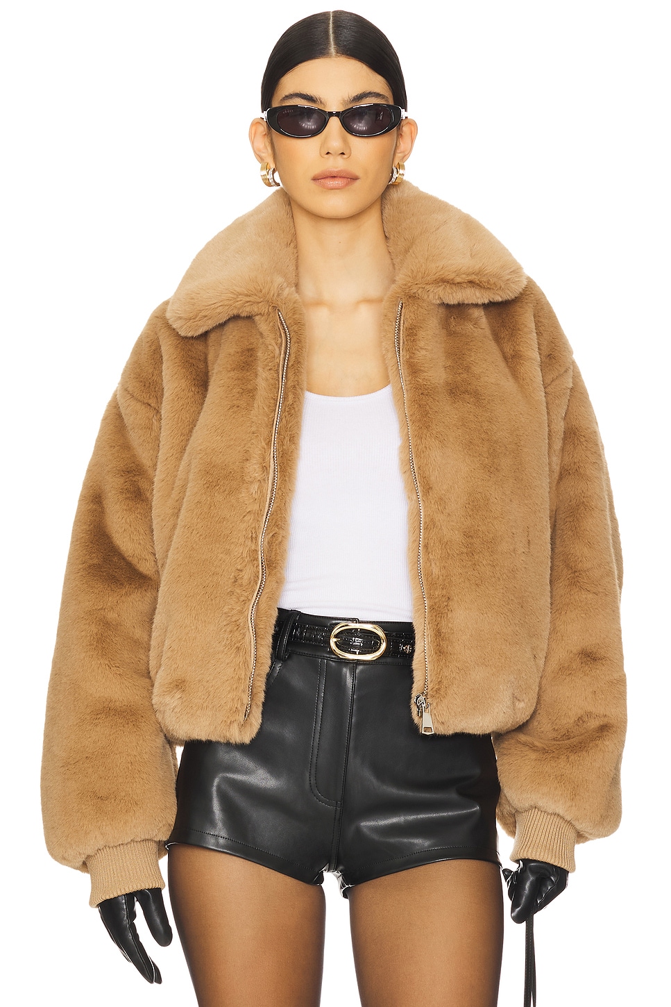 Good American Faux Fur Collared Coat