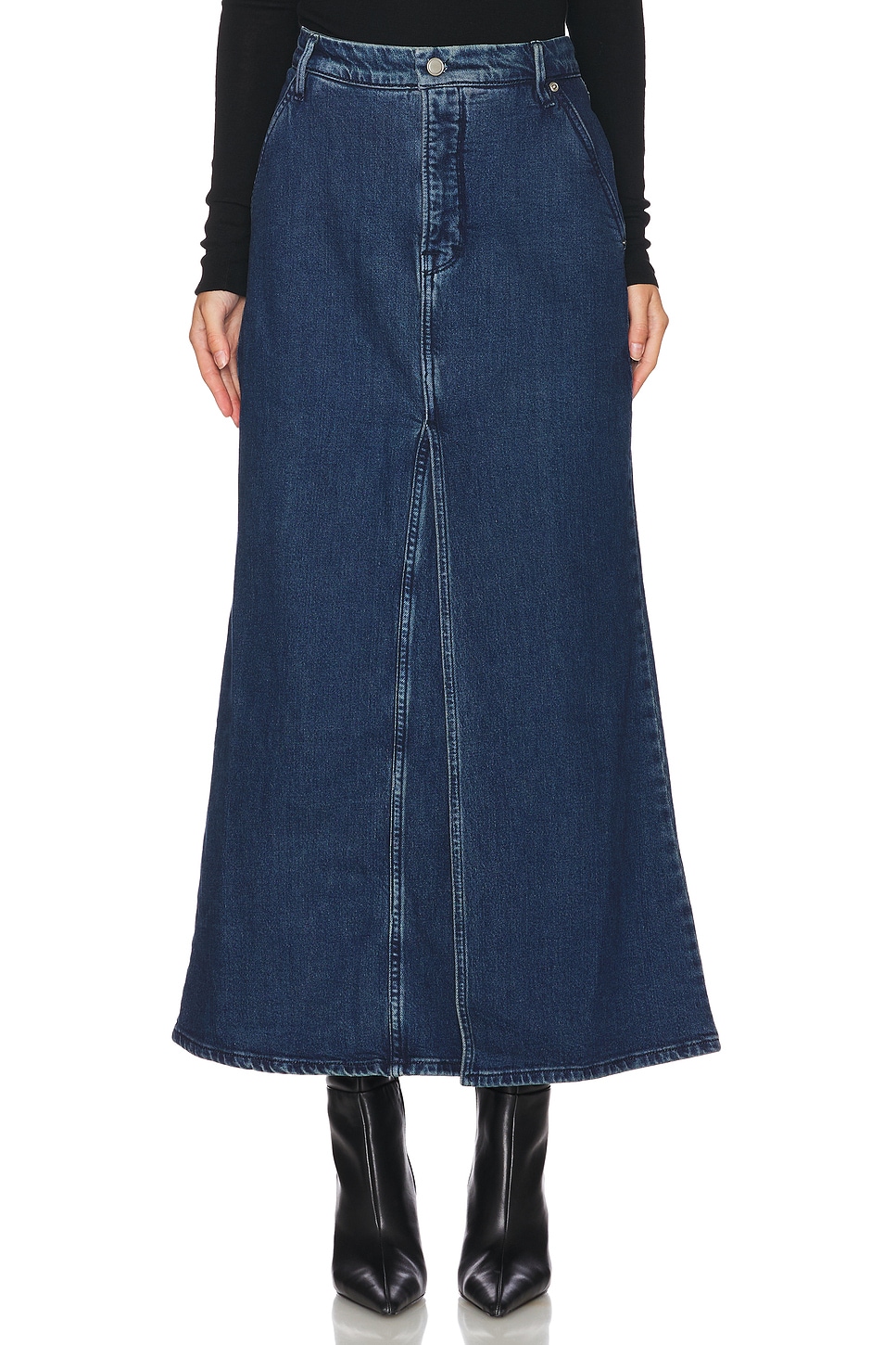 Good American Fit And Flare Denim Maxi Skirt