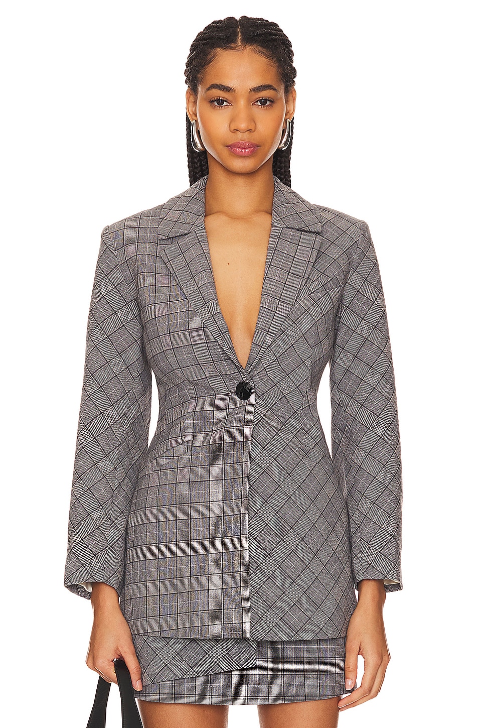 Ganni Check Mix Fitted Blazer