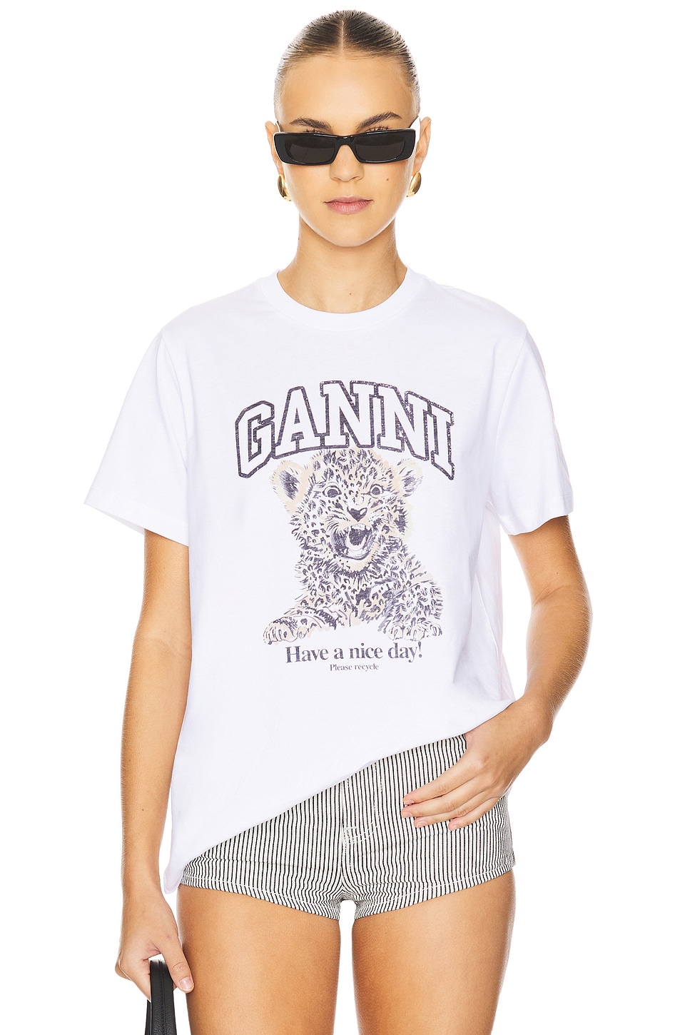 Ganni Basic Jersey Leopard Relaxed T-Shirt