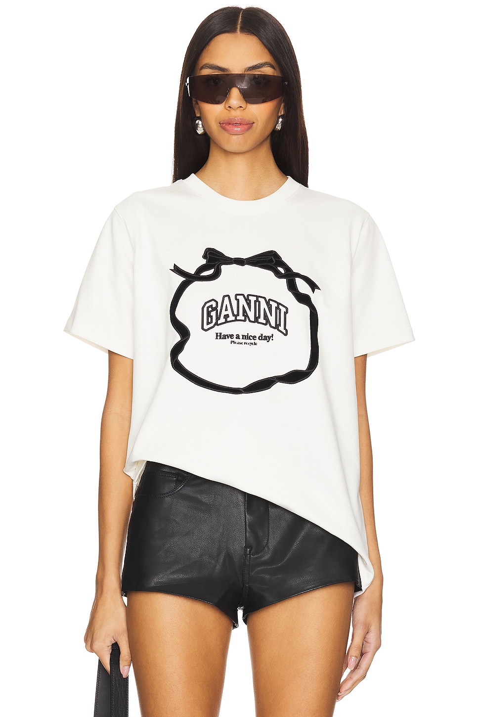 Ganni Heavy Cotton Bow Relaxed T-Shirt