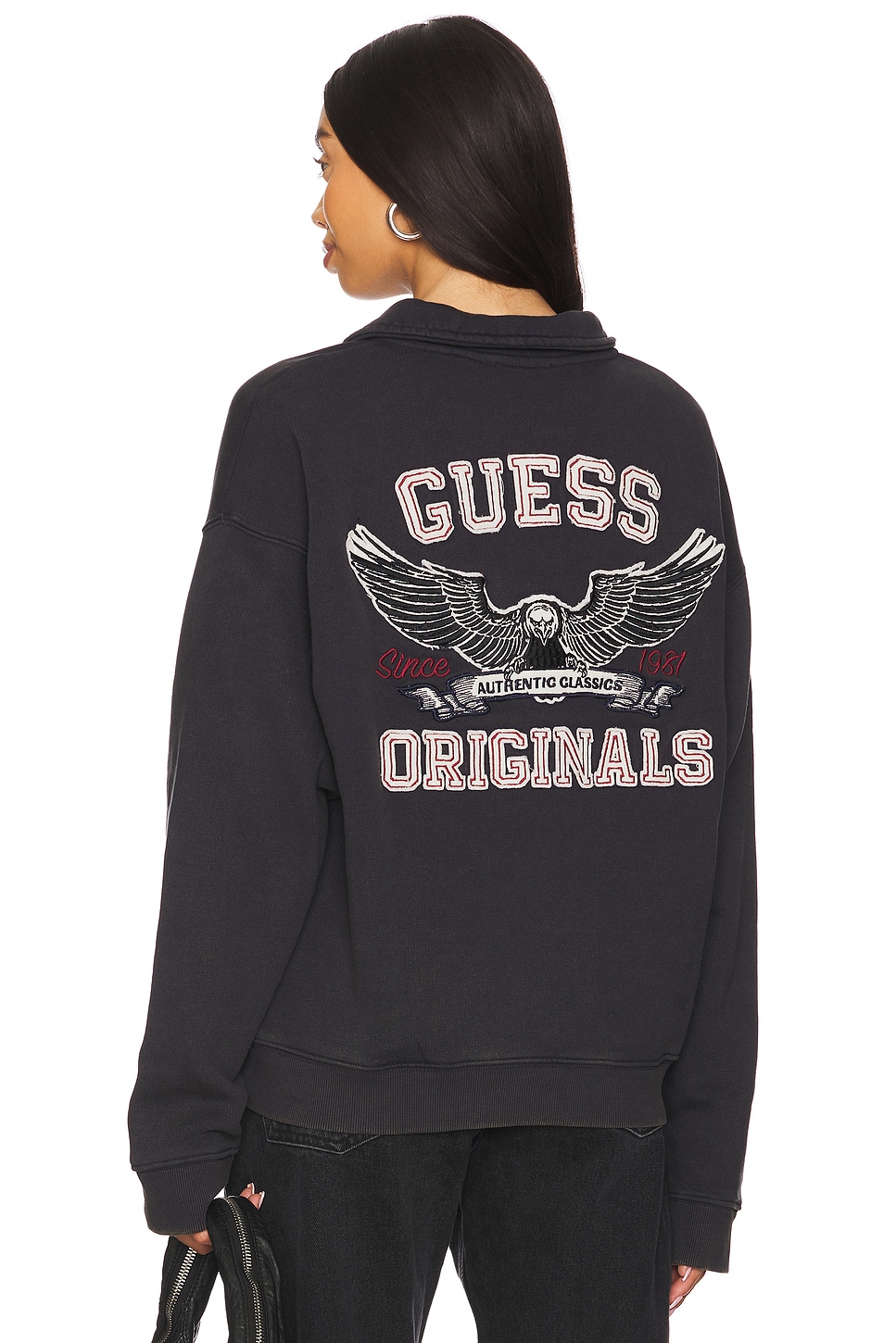 Guess Originals Washed Half Zip Sweatshirt