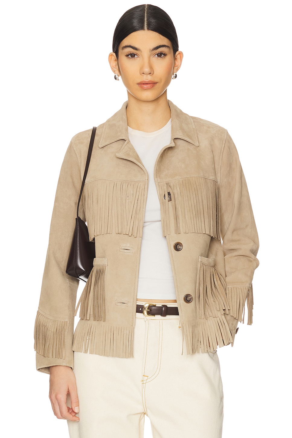 GRLFRND Joni Suede Fringe Jacket