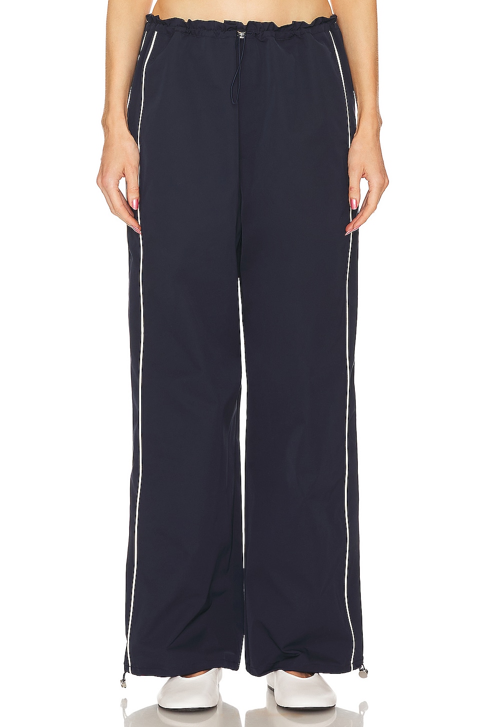 GRLFRND Cinched Waist Wide Leg Pant