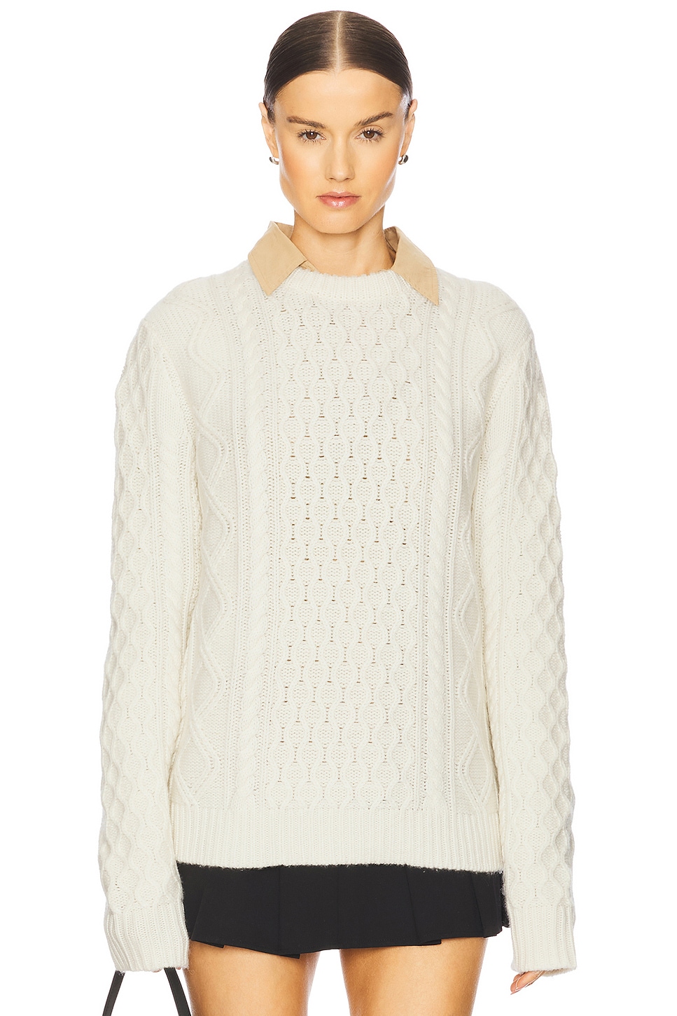 Guest In Residence Allday Cable Crew Neck Sweater in Cashmere Blend