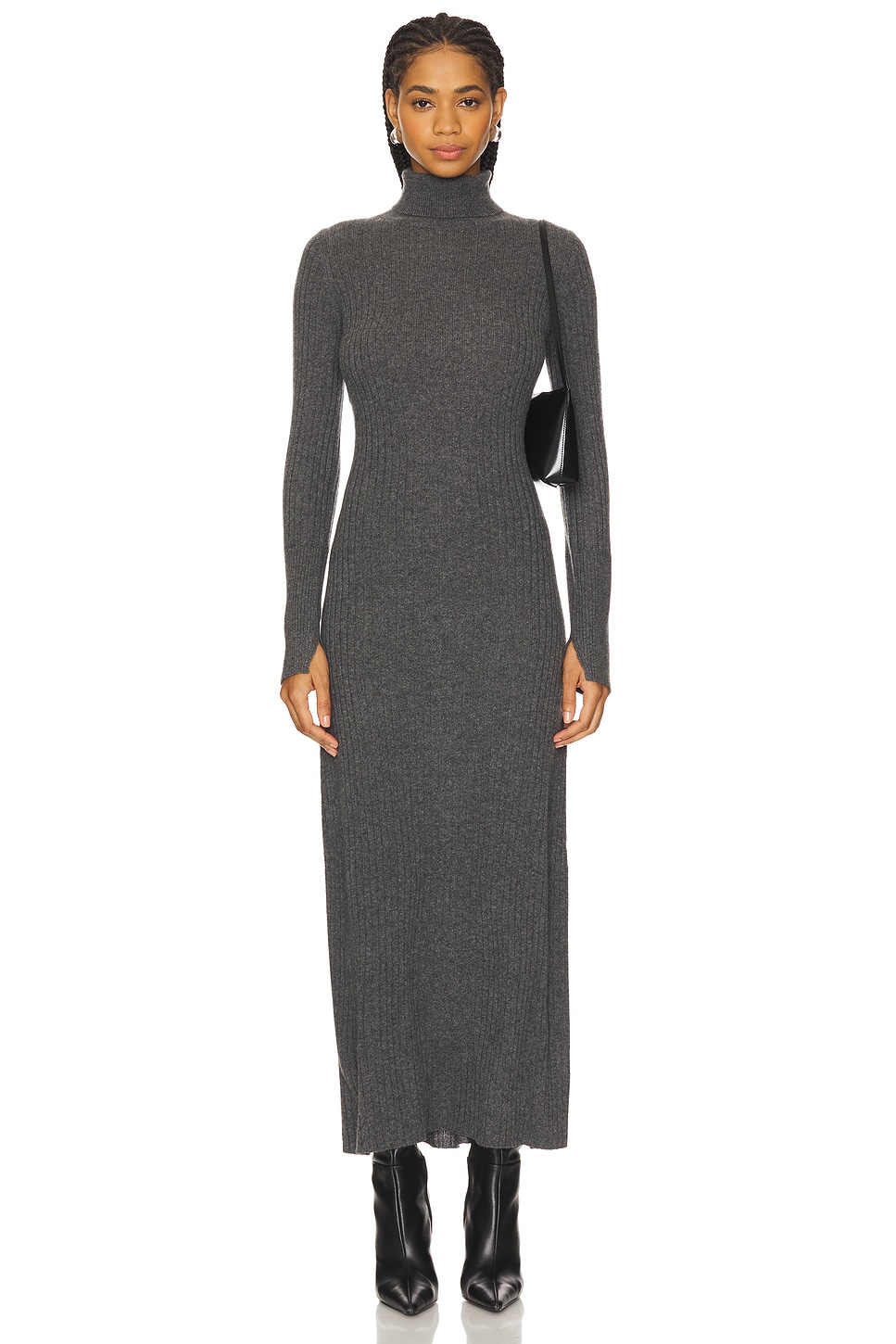 Guest In Residence Wide Rib Cashmere Turtleneck Dress