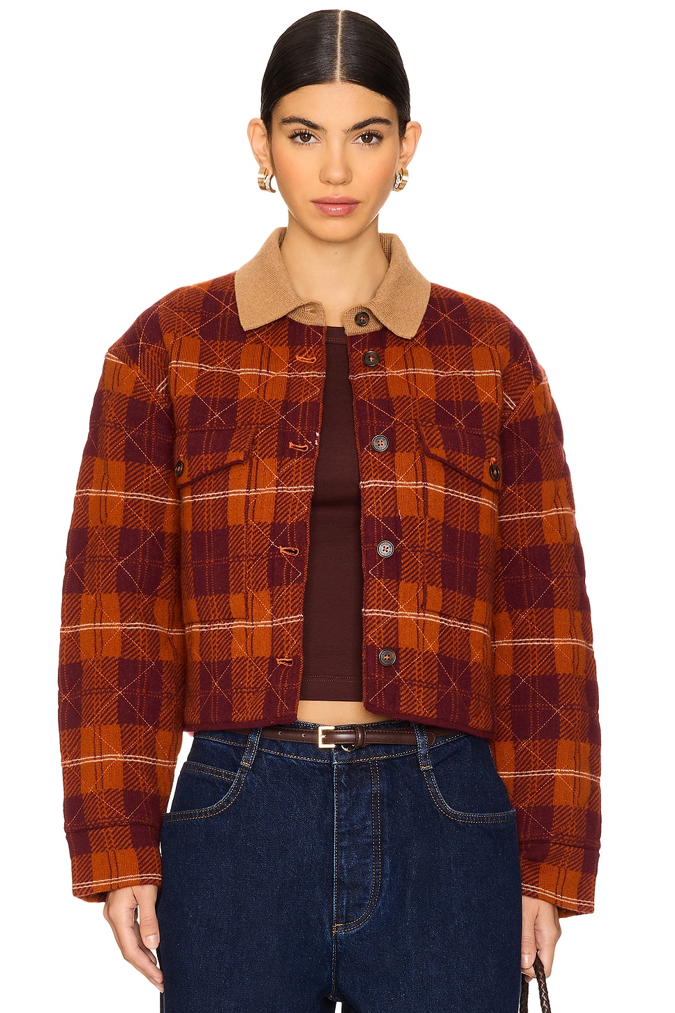 Guest In Residence Tartan Cropped Cashmere Jacket