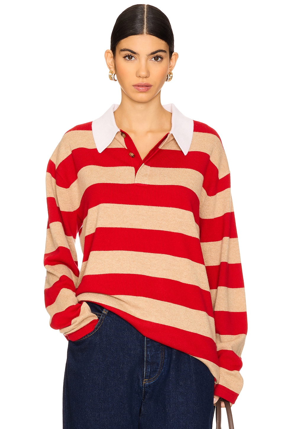 Guest In Residence Striped Rugby Cashmere Top